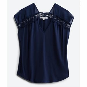 Daniel Rankin Carlin Lace Trim Knit Top NWOT Large